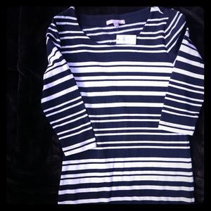 Banana republic Navy blue and white stripe dress